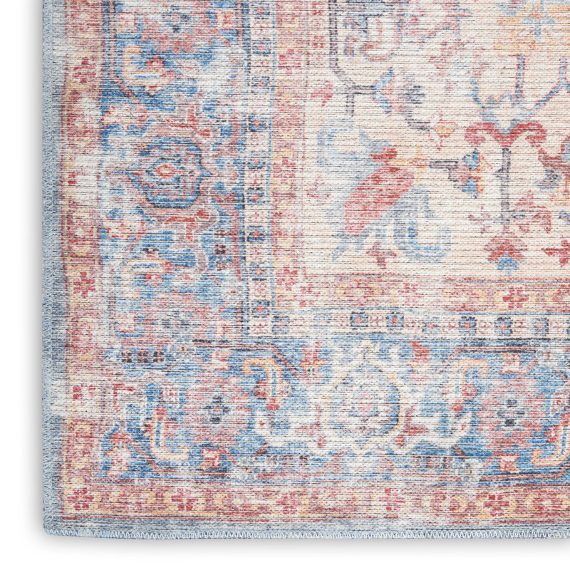 Nicole Curtis Machine Washable Oriental Blue/Red Area Rug & Reviews